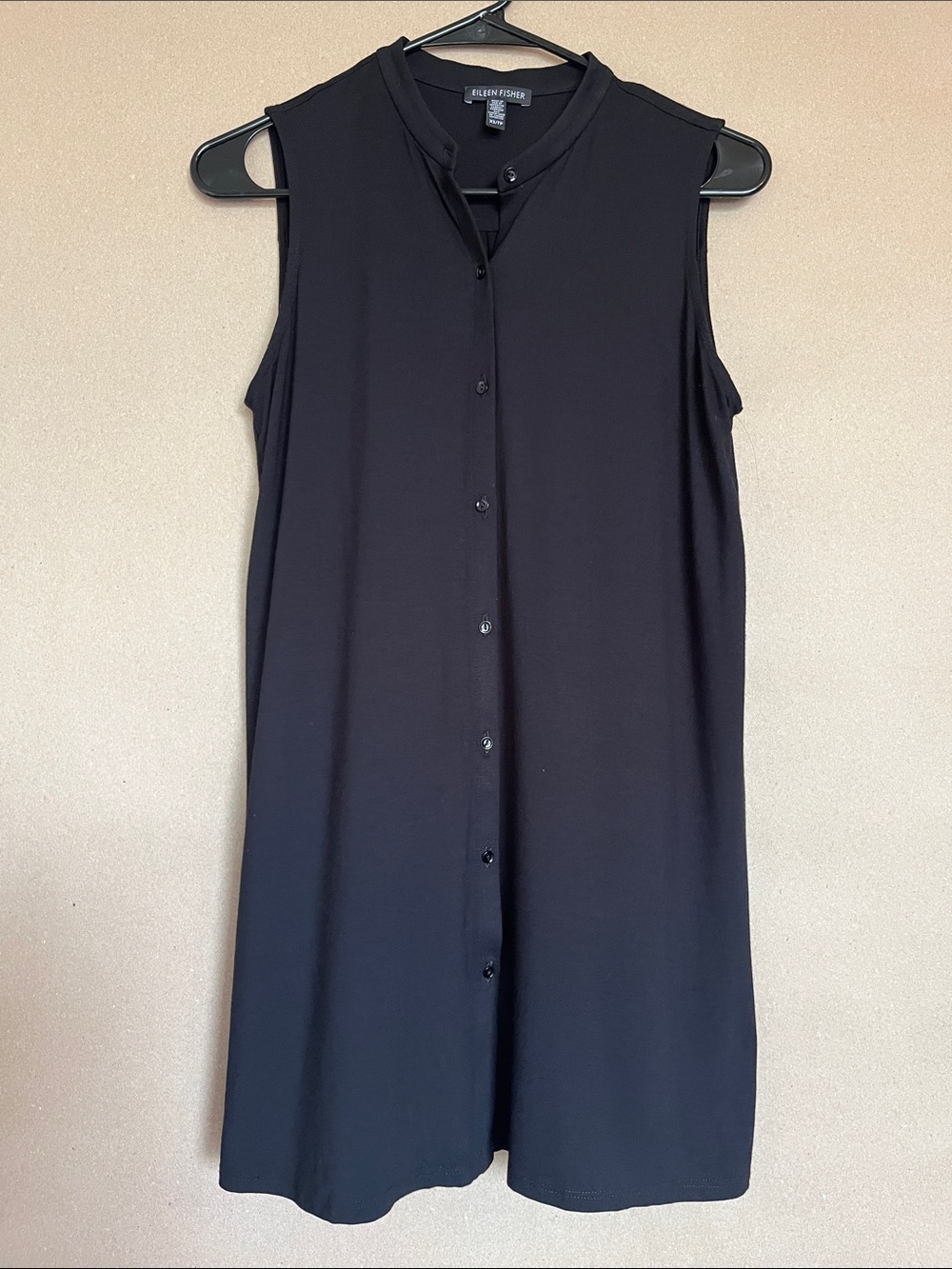 Eileen Fisher Black Button-Front Sleeveless Dress XS NWOT